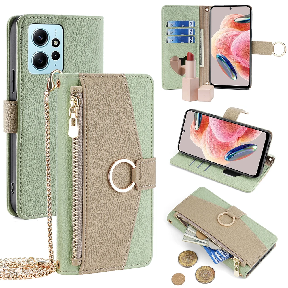 Zipper Multifunctional Lanyard Case Suitable for Redmi 9C-10A 9A 12C 10C 10 4G Note 8 Pro 8T 8 9S-9 Pro 12S 4G 9T 8 12 Pro Plus