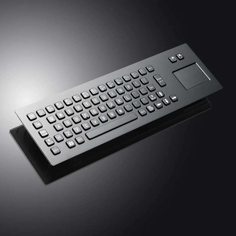 Black IP65 Metal Industrial Stainless Steel USB Keyboard With Touchpad For Ticket Vending Machine Information Kiosk