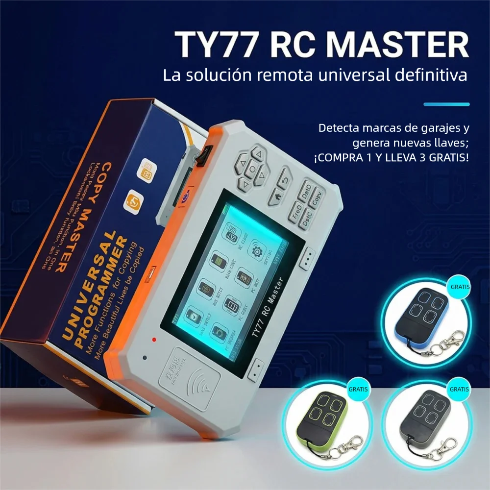 Mando Garaje Universal Mando Garaje Universal Nueva herramienta de cerrajería TY77 con función completa de decodificación Máquina de llaves de tarjeta inteligente Copiadora/Lector/Escritora RFID