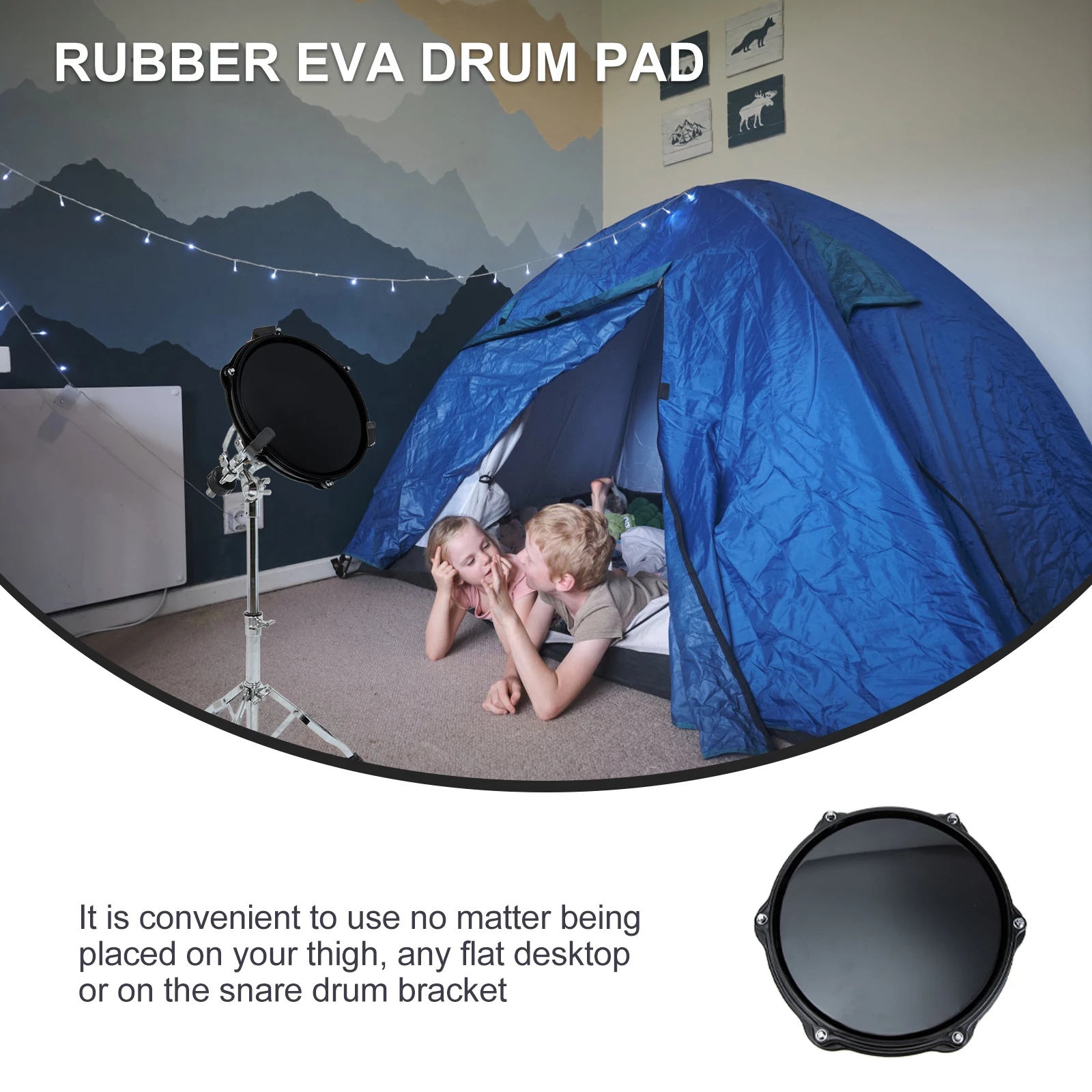 

Durable Rubber Eva Practice Pad Set Silent Dumb Drum Mat For Home Use Thigh Desktop Snare Bracket Compatible Drum Accessory Gift