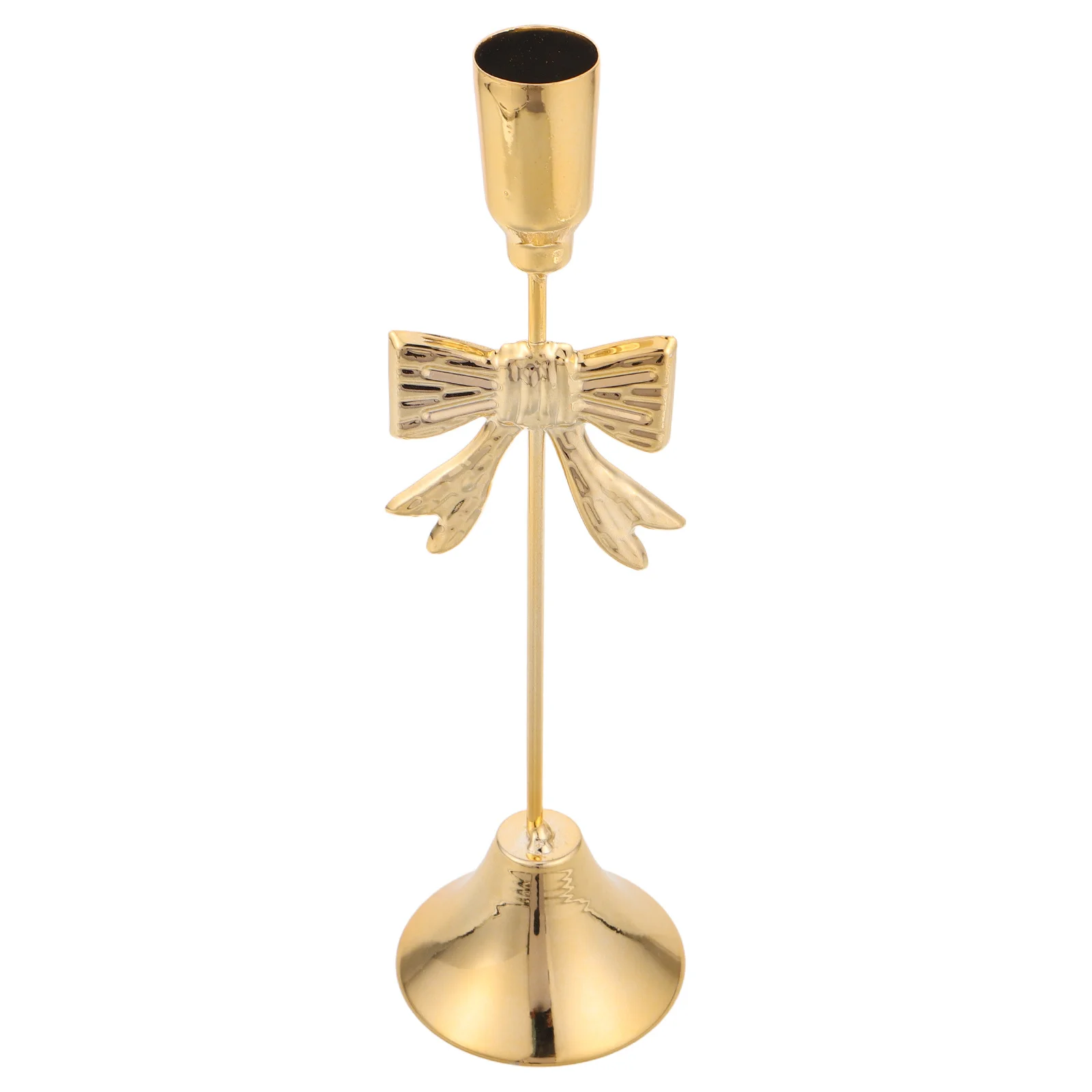 

Gold Bow Holder Metal Taper Candlestick For Wedding Christmas Romantic Table Decor Vintage Dining Room Centerpiece