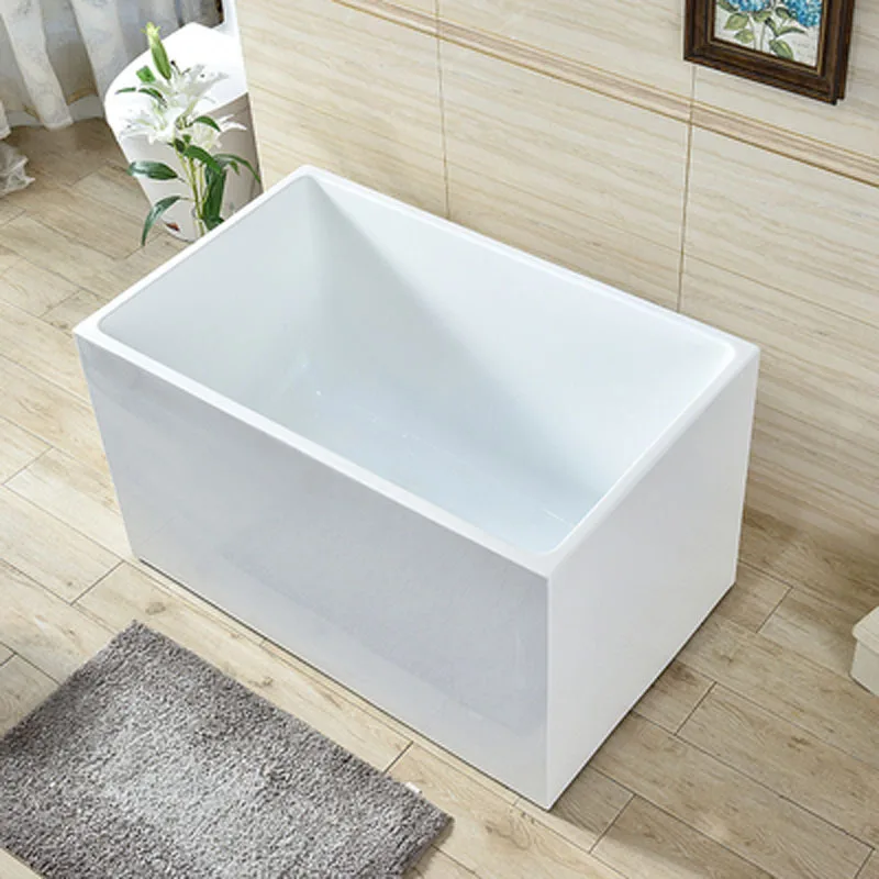 Bak mandi akrilik kecil untuk apartemen, mini, berdiri sendiri, bak mandi dengan insulasi termal