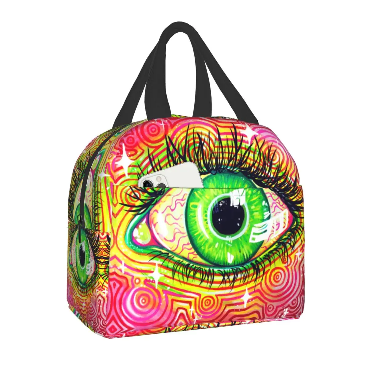 All Seeing Eye Art Portable Lunch Boxes for Men Women Leakproof Evil Mystic Eyes Cooler Thermal Insulated Lunch Bag Office Work