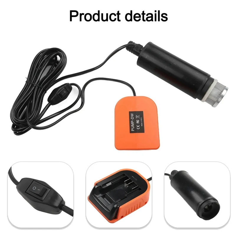 Cordless Submersible Pump Water Transfer Pump for 20V Battery Adapter for Pool Water Beds Car Washing Watering