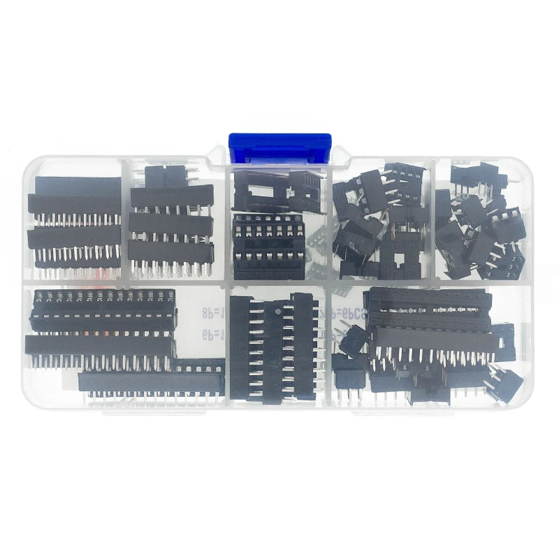 66PCS/Box IC Socket Test Socket Round Hole Square type pin DIP6 DIP8 DIP14 DIP16 DIP18 DIP20 DIP24 DIP28