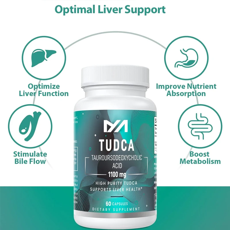 TUDCA 1100mg - Liver support supplement, used for detoxification and cleaning, water-soluble bile salt, non genetically modified