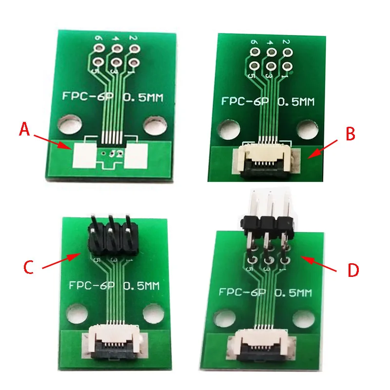 1Piece FFC FPC 6 Pin Connector Adapter Board FFC To 2.54mm Straight Plug Soldered 0.5mm Distance Double Side Electronic Card