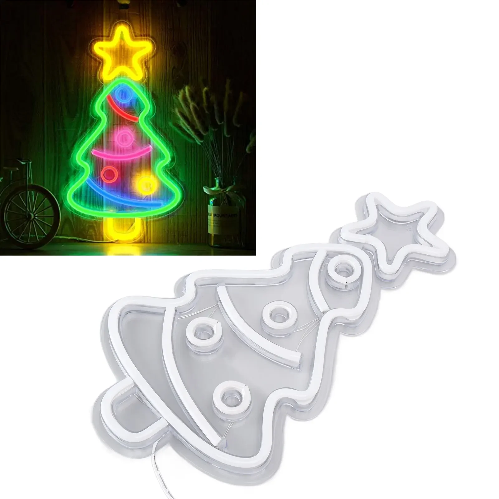 Xmas Tree Neon Light LED Neon Sign Light Wall Decor Art For Kids Room Birthday Party Decor