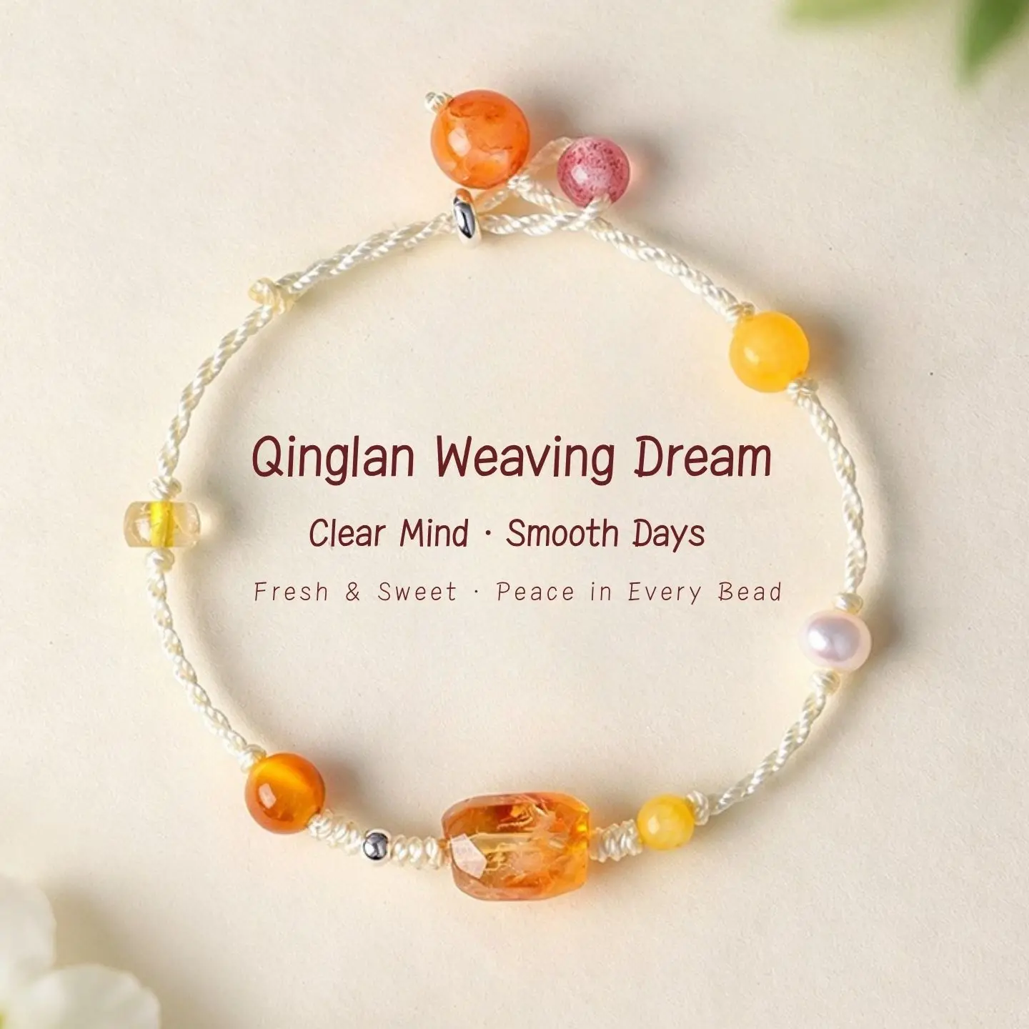 Natural Aquamarine Amethyst Pearl Healing Bracelet Hand Braided Multi-Crystal Jewelry Daily Wear Gift Working Women Graduates
