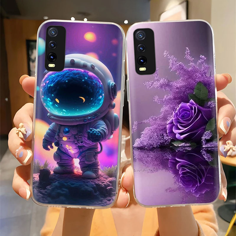 For Vivo V2027 V2028 V2029 Back Cover Vivo Y11S Y12s Y12a Y20 Y20s Y20i Case Cute Cartoon Painted Funda Soft TPU Silicone Bumper