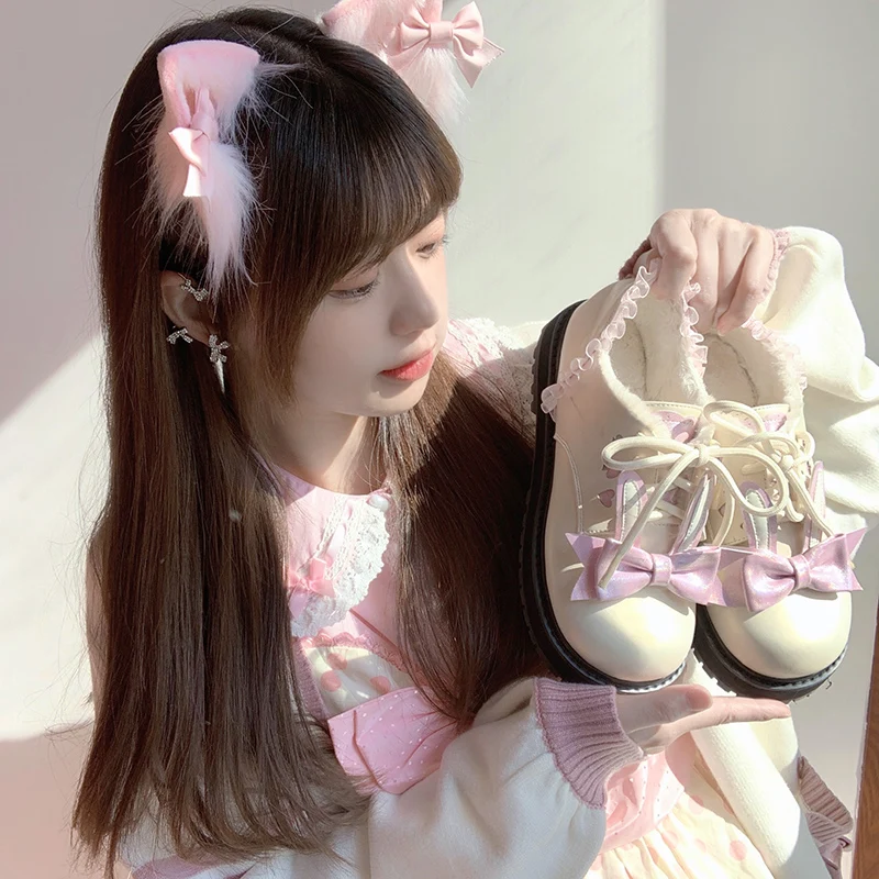 Rabbit Kawaii Style Japanese Jk Uniform Loli Shoes Pu Leather Gothic Witcher Lolita Lovely Girl Student Thick Sole Platform 41