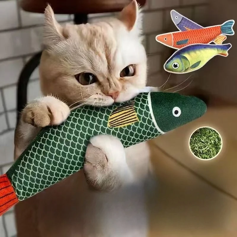 Cat Chew Plush Squeaky Toy Interactive Catnip Simulated Fish Bite-resistant Kitten Toy Teeth Cleaning Cat Supplies Accessories image 2