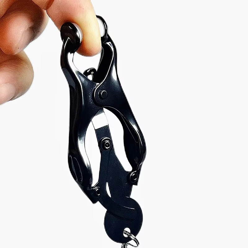 SM Metal Tease Nipple Clamps With Chain Black Breast Clips Clitoris Stimulator Chest Clip Fetish Sex Toys For Woman BDSM Bondage