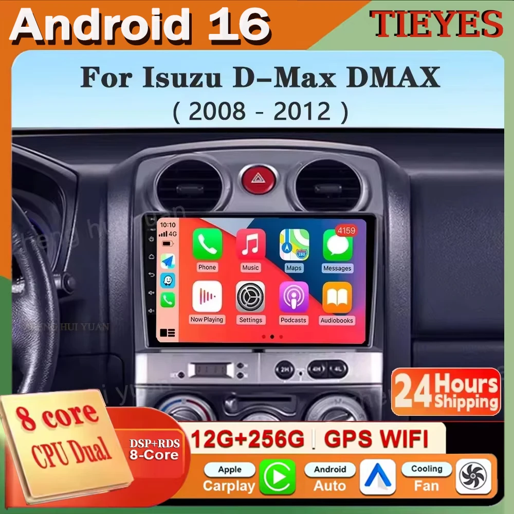 Android 16 Carplay Auto Car Radio For Isuzu D-Max DMAX 2007 2008 2009 2010 2011 GPS Navigation Multimedia Player WIFI 4G DSP Ste