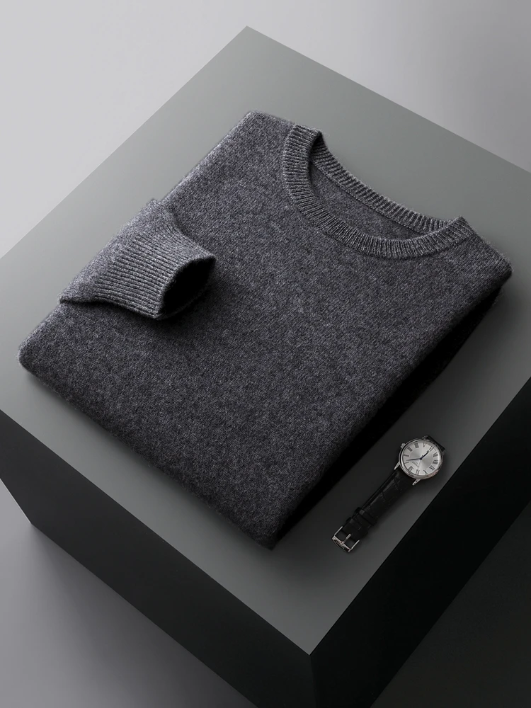 

Men's 100% Cashmere Sweater Autumn Winter Simple Pullover Casual Loose Fashion O-Neck Soft Warm Basic Solid Clothing Tops