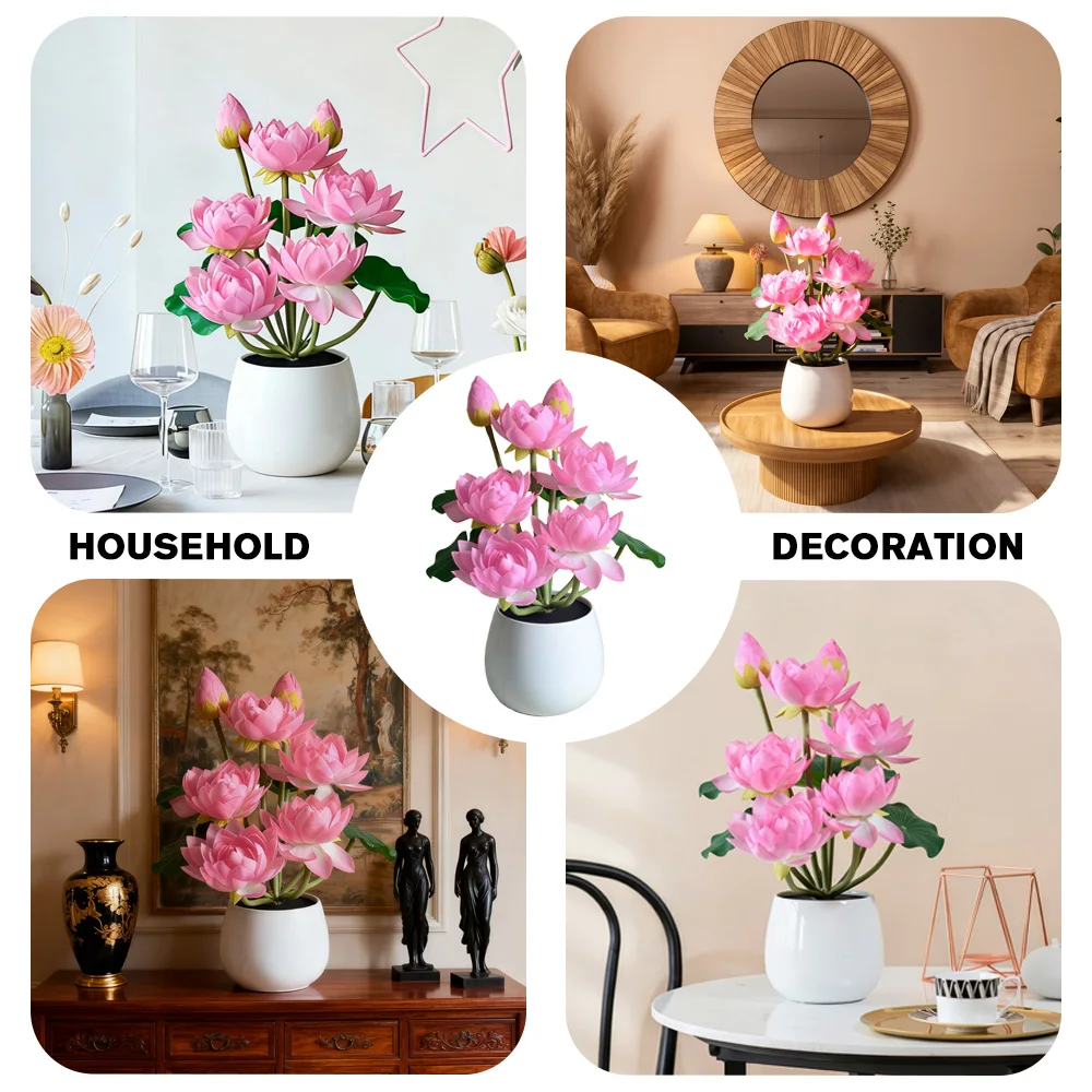 LED لوتس شمعة مصباح البوذية يقدم ضوء دخاني ليلة أبدية مصباح مكتب مصباح لديكور المنزل والمهرجان