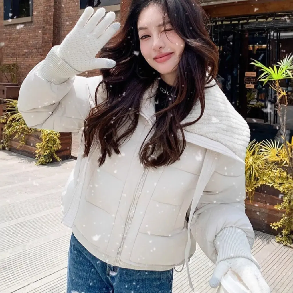 Dames reversbont kort donsjack Koreaanse stijl Winter Warm Puffer Petite Loose Fashion Trendy