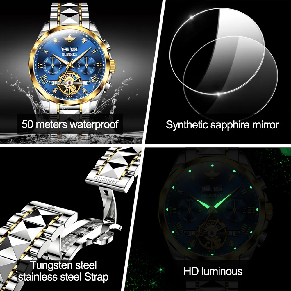 OUPINKE Couple Watch Luxury Brand Fully Automatic Mechanical Watch Waterproof Formal Men Women Bracelet High end Gift Box Reloj