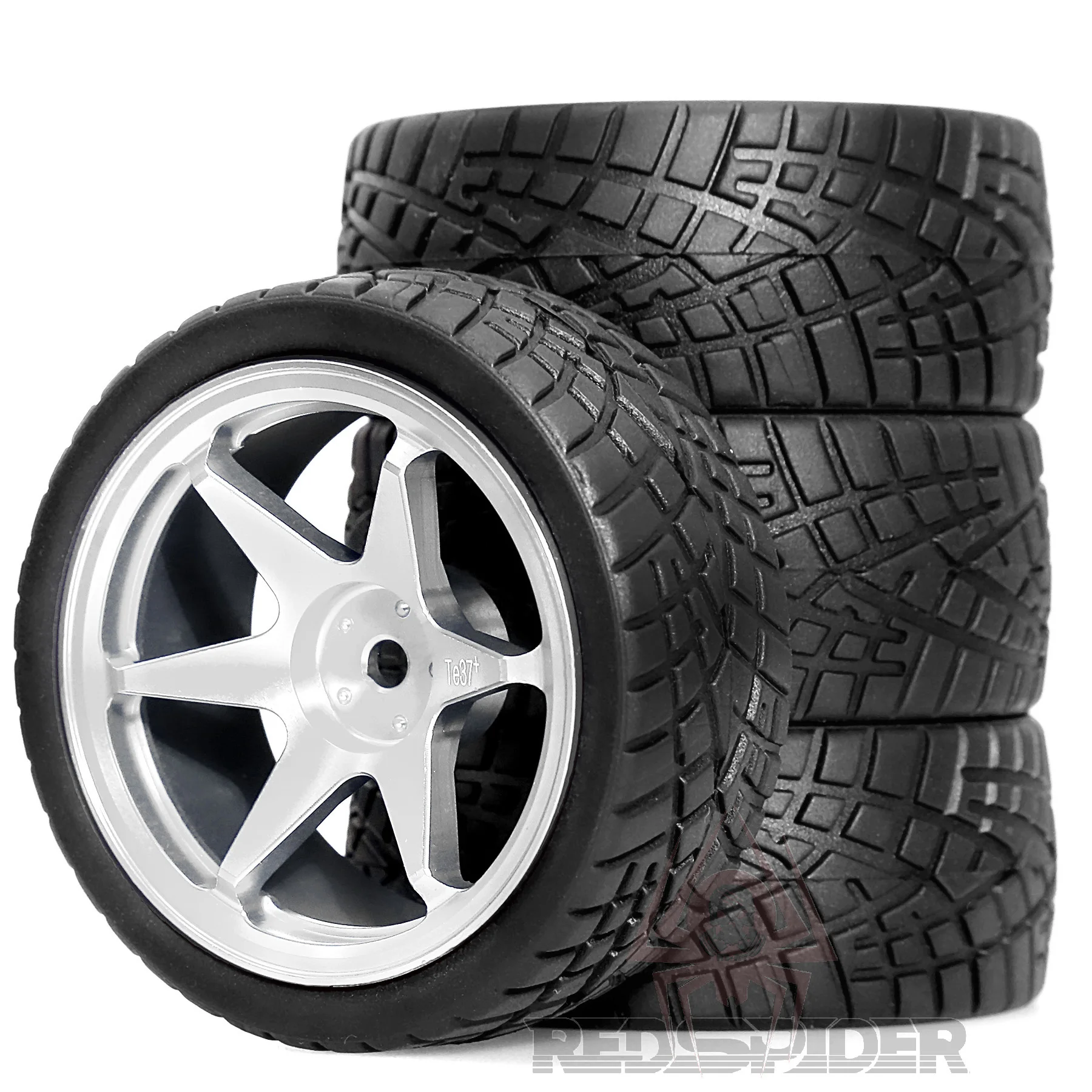 4 stuks 1/10 Schaal RC Rally Racing Banden met Aluminium Wielen Diameter 2.56 'voor Tamiya TT01 TT02 XV01 TA06 A959 PTG2 HPI KYOSHO