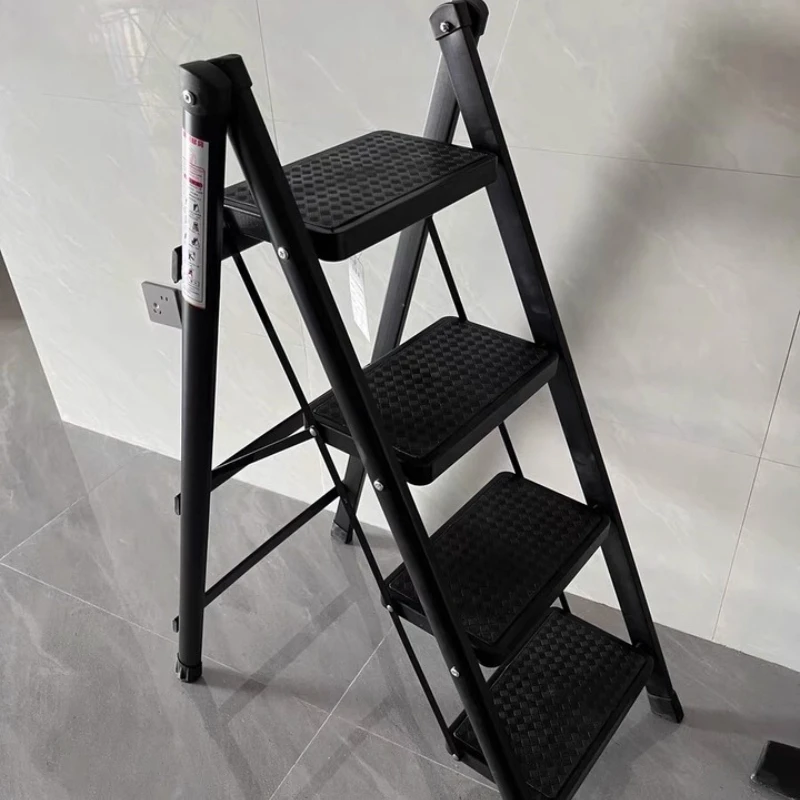 

Portable Folding Ladder Lightweight Telescopic Household Ladder Carbon Steel Safety Step Stool Compact Loft Ladder Anti-Slip