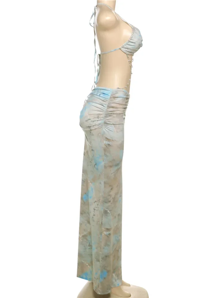 UETEEY 2025 nuevo vestido playero de verano Sexy Hottie cuello en V sin mangas sin espalda vestido ajustado moda vestido de playa con cordones