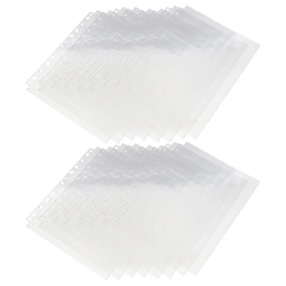 

50 плотных прозрачных полипропиленовых страниц для фотоальбома, для использования в папках, для фотографий, карточек, бумаг, документов, архивных материалов, безопасные кармашки для карт