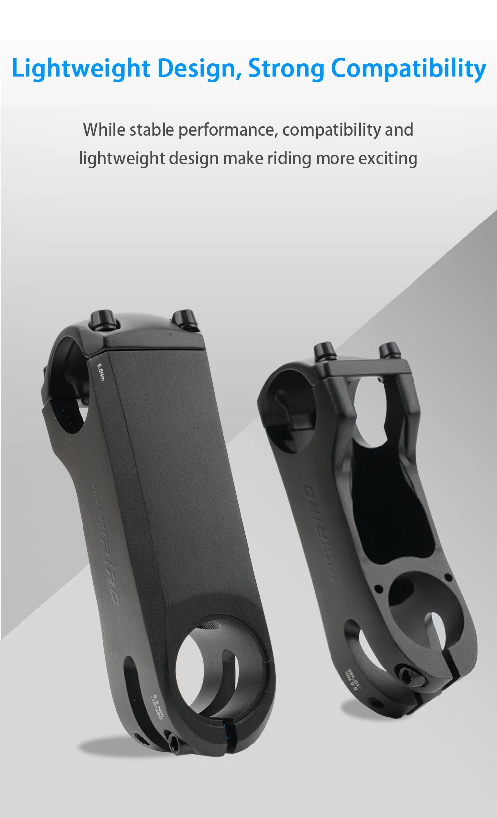 RIRO Fahrrad-Vorbau mit versteckter Kabelführung 28,6/31,8 mm, leichter Aluminiumlegierung, geschmiedeter CNC-Vorbau mit Abstandshaltern, interne Kabelführung für Rennräder – Detail 3