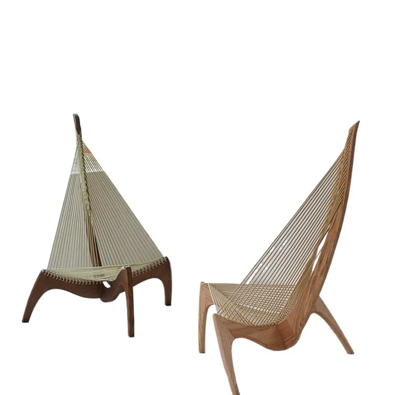 Harp Chair Homestay Solid Wood Designer Recliner Chair Living Room Leisure Nordic Single Sofa Sailing Chair Coffee Leisure Chair