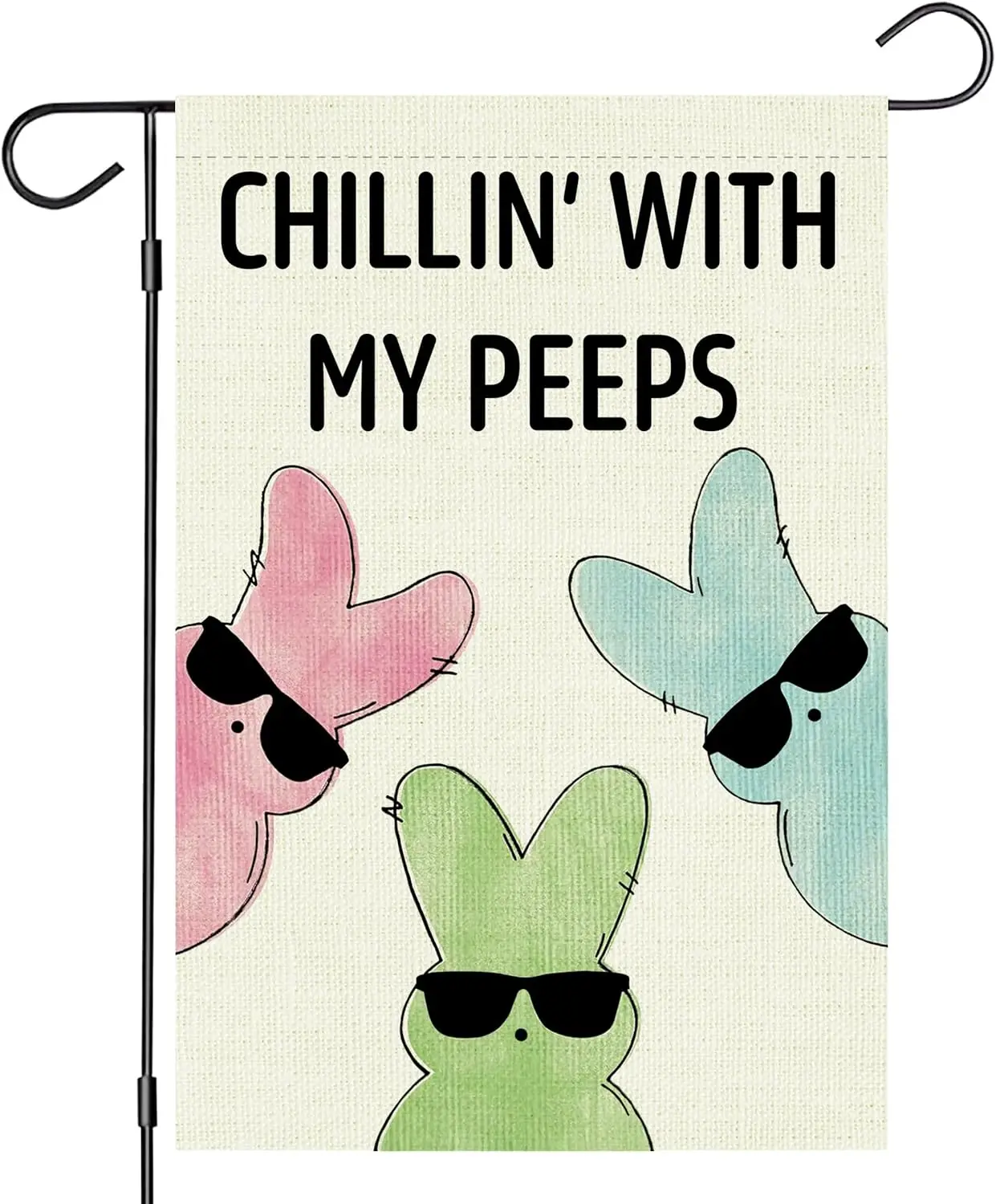 Easter Garden Flag 12 x 18 Inch Funny Sunglasses Bunny Double Sided Chillin' With My Pepes Yard Sign Outside Farmhouse H YYD EEZ