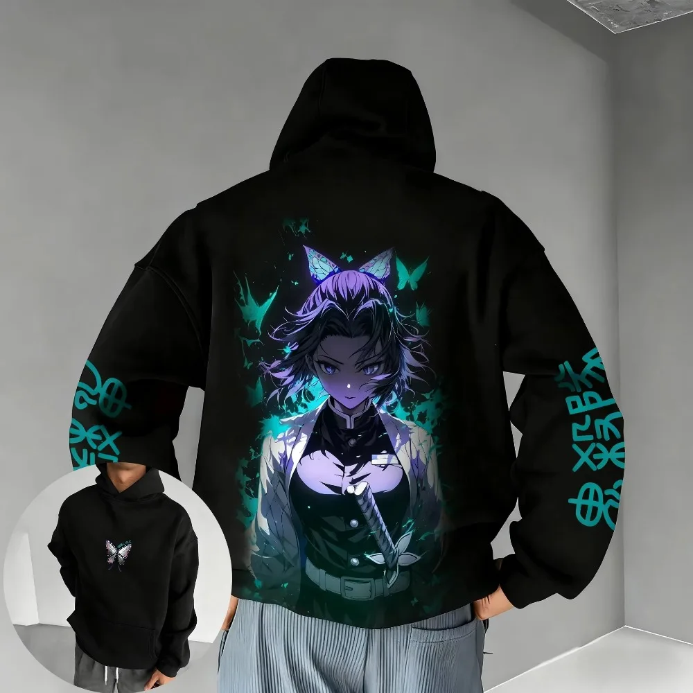 Demon Slayer Mannen Hoodie Sweatshirt Shinobu Kocho Anime Lente Herfst Winter Jongens Kinderen Lange mouwen Ouder-kind Outfit