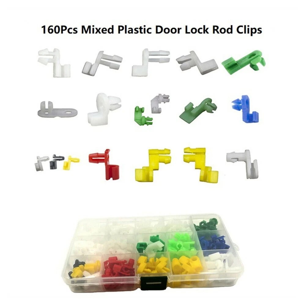 160Pcs Tailgate Handle Rod Clip Left Right Rod Retainer Clips Door Lock Rod Car Clips Hood Latch Locking Push Clips Accessories