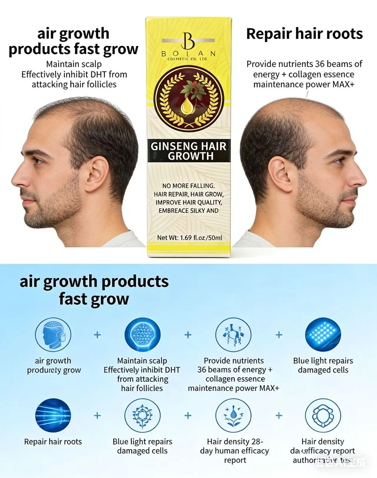 Hair Growth Oil Hair Booster Serum Spray Nourish Scalp Hair Follicles Refresh Control Oil Strengthen Hair Roots Nutrient Solutio