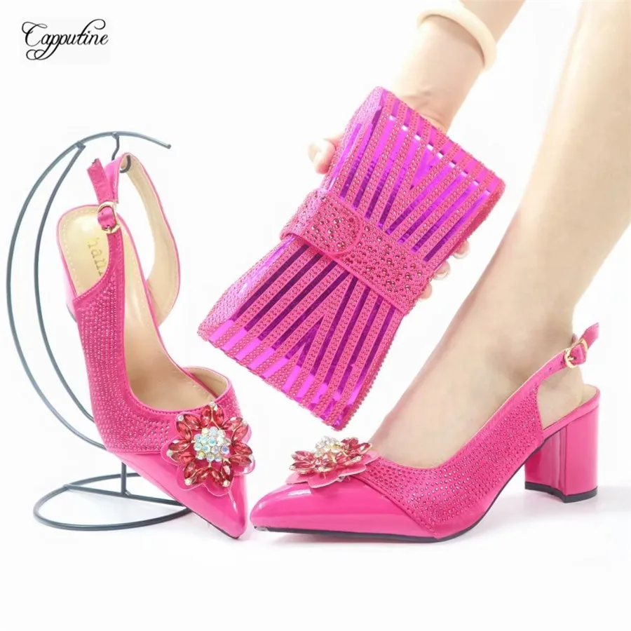 Blue Women Shoes And Bag Set African Ladies Pumps High Heels Sandals Match With Clutch Handbag Escarpins Femme Sandales GL20