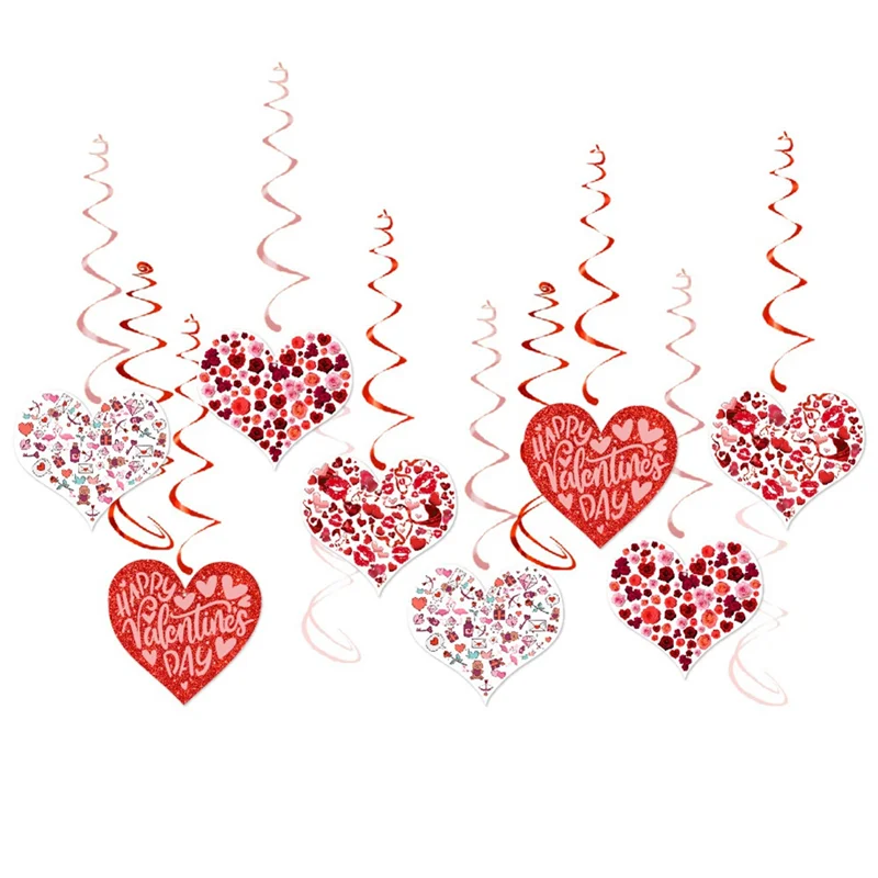 

0Z-2 Set Heart Spiral Tags Valentine's Day Party Decoration Love Spiral Hanging Decoration Spiral Tag Decoration