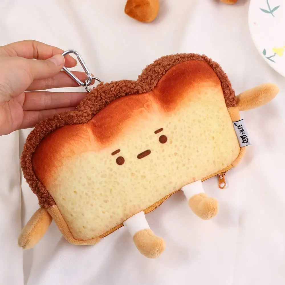 Travel Card Bag Bag Pendant Cartoon Student Bag Cosmetic Bag Bread keychain Bag Girl Shoulder Bag Toast Coin Purse Flush Wallet