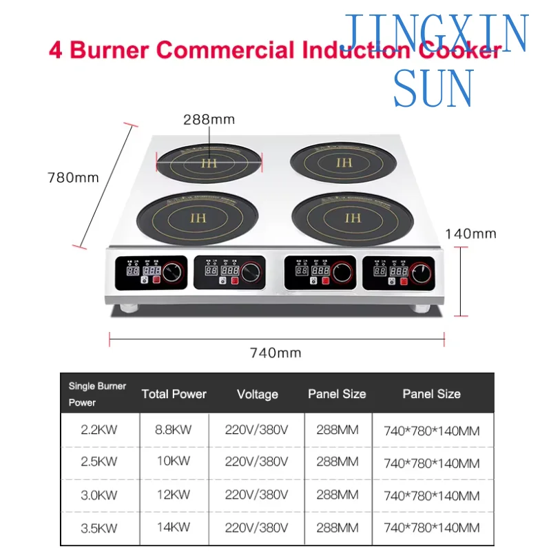 3 Years Warranty Direct Manufacturer  CE 3000W 4 Hob Cooktop 3.0 Kw Commercial Cooking Stove Electric Induction Cooker