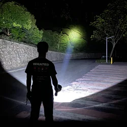 Super Bright LED Flashlight, XHP70.2, Big Head Searchlight, Handheld Flashlight, Work Light, Spotlight,  Torch Lantern, 40W