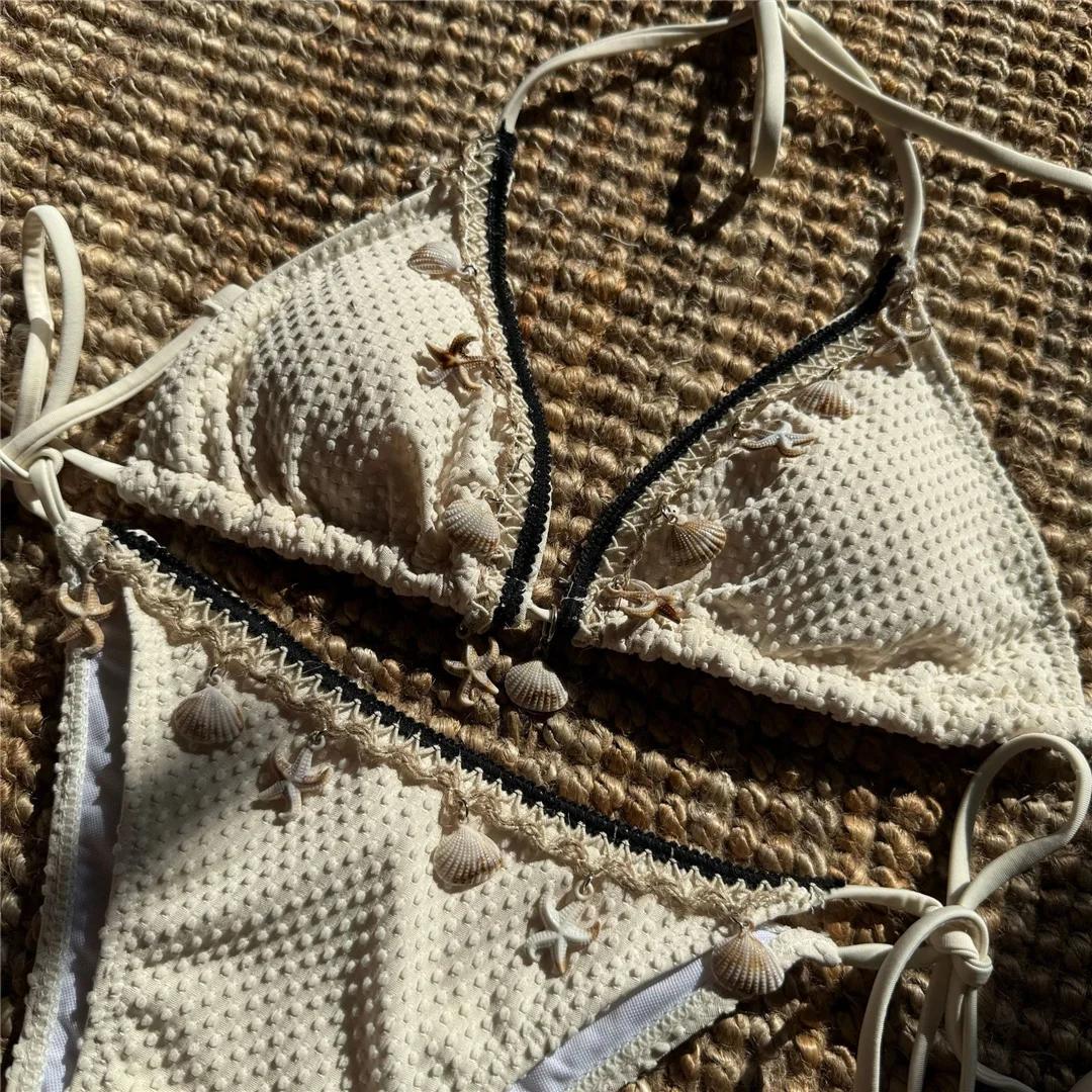 Shells Neckholder-Bikini-Set mit hohem Beinausschnitt und Riemchen, zweiteilig, Damen-Badeanzug, Badebekleidung, gepolsterter Badeanzug, Bather Swim V6416 – Detail 14