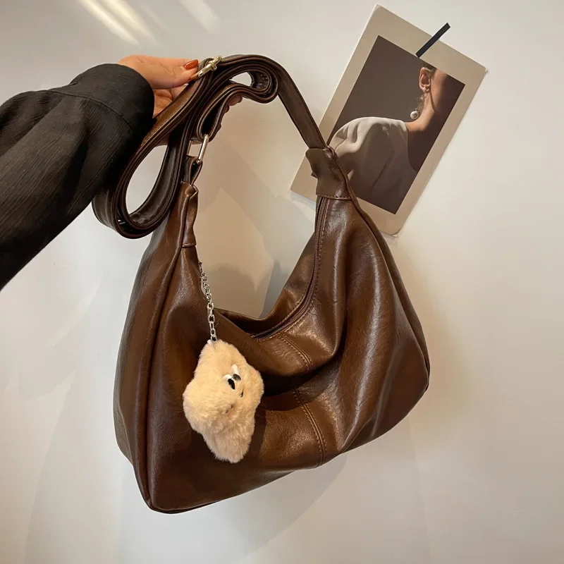 

2025 Large Capacity Underarm Bag Retro Ladies Hobo Tote Bag Trendy Slouchy Shoulder Bag for Women PU Leather