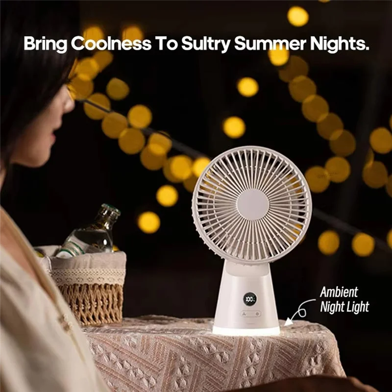 AB41-Portable Desk Fan,USB Rechargeable Table Fan With 5 Speeds, Quiet Operation, Powerful Natural Breeze, Ideal For Home Use