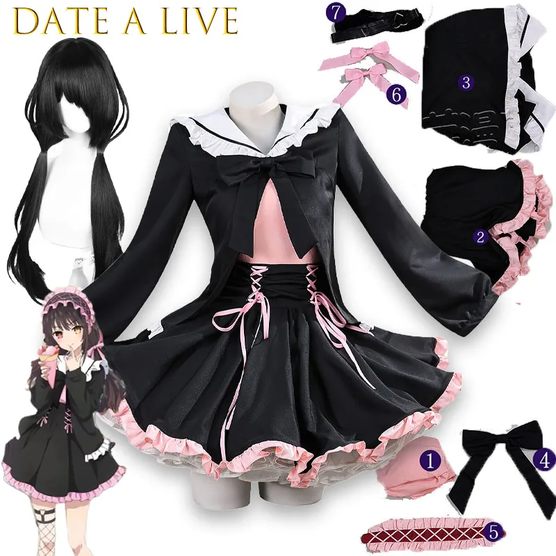 

Jirai Kei DATE A LIVE Tokisaki Kurumi Cosplay Christmas Party Gorgeous Uniform Accessories Prop Complete Set Lolita Party Gothic