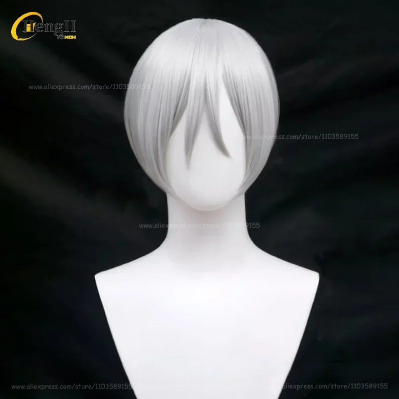 Anime Quanxi Synthetic Hair 70cm Silver Gray Ponytail Cosplay Anime Wig Heat Resistant Hair Halloween Party Wigs + Free Wig Cap