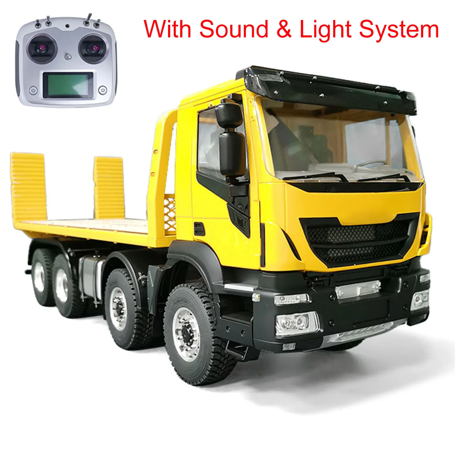 

1/14 8x4 RC Hydraulic Wrecker Truck Remote Control Rescue Vehicles Model With Sounds Lights Painted Assembled Boys Toys TH23195