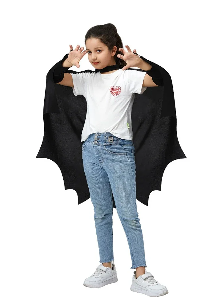 Crianças meninos meninas halloween morcego traje capa preta vestir-se festa cosplay prop bat capas palco wear para festival carnaval
