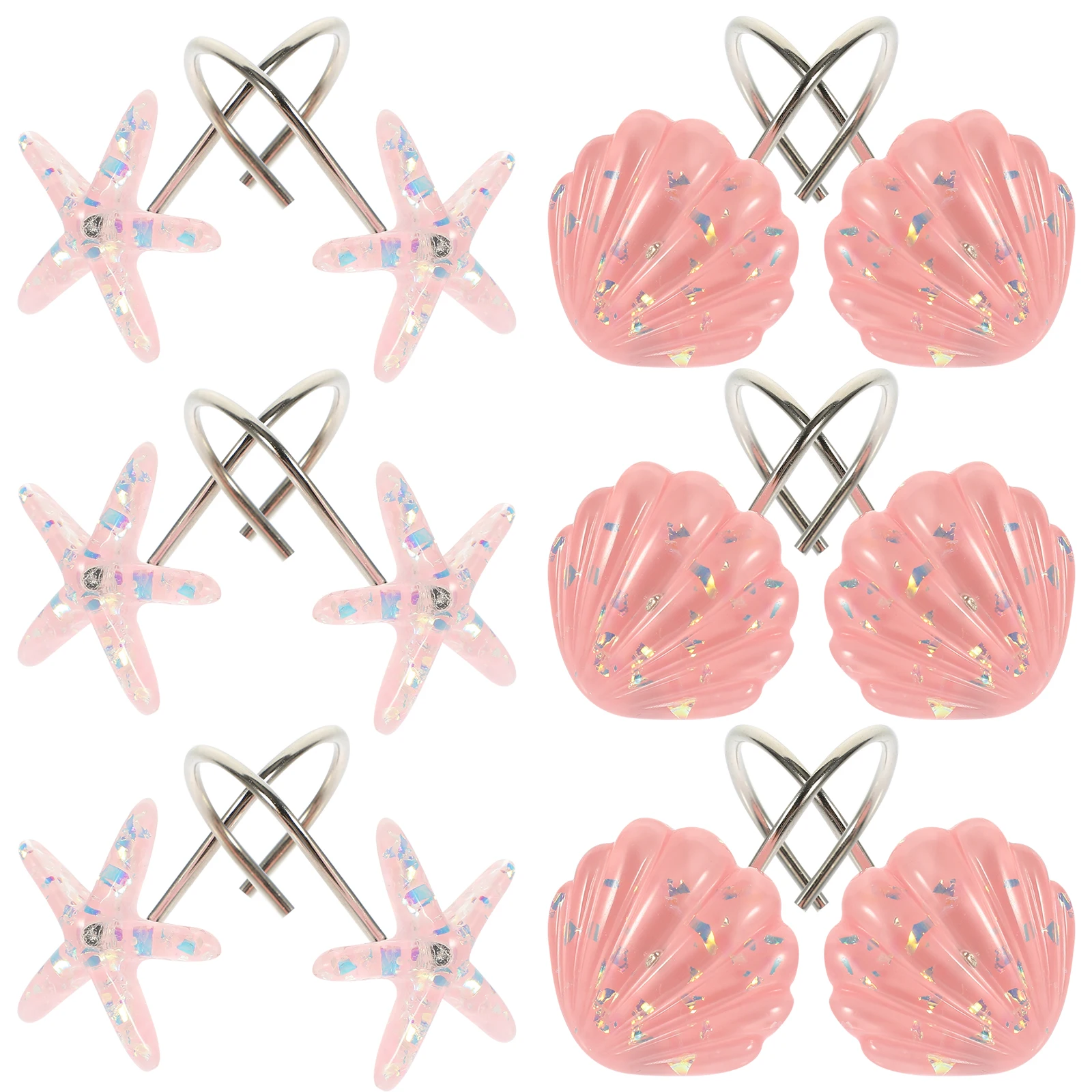 

Shower Curtain Hooks Metal Resin Bathroom Decorative Cartoon Cute Hooks for Curtains Rods Bathrooms Balconies Living Rooms
