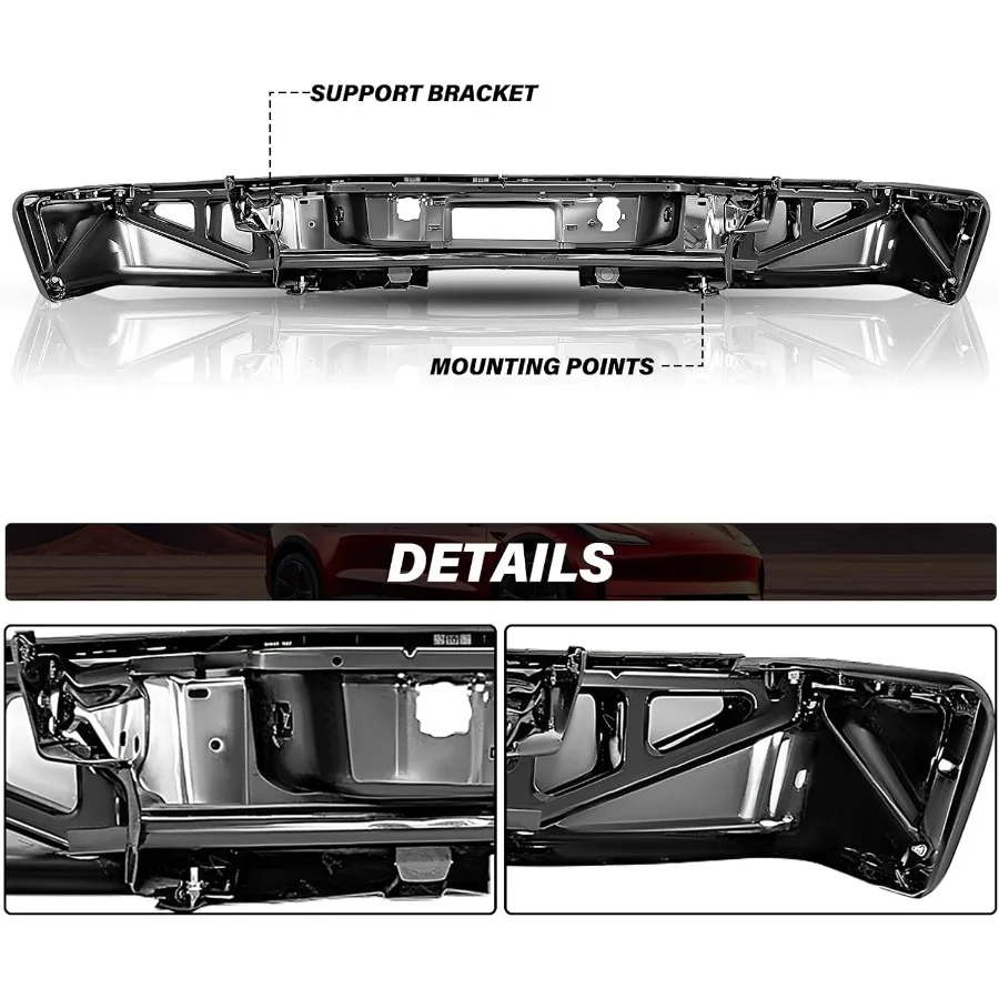 BRYGHT achterbumperconstructie ontworpen voor Chevy Silverado en GMC Sierra 1500 2007-2013 met geïntegreerde sensorgaten en achterpa