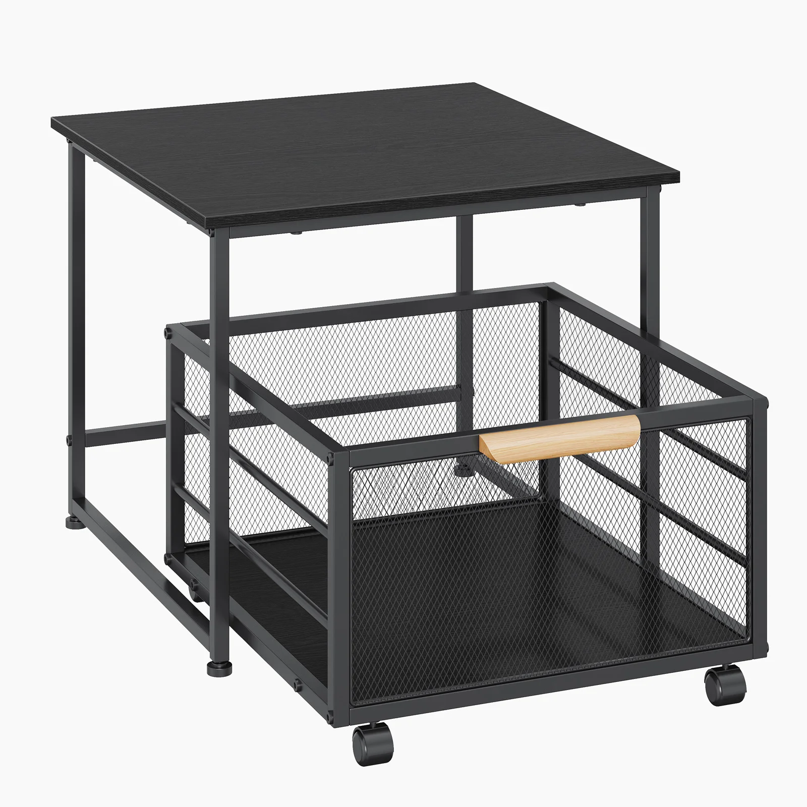 Mini Fridge Stand With 1 Pull Out Storage Baskets, 4 Wheels, Heavy-Duty Kitchen Organizer Rack for Bedroom Living Room Office