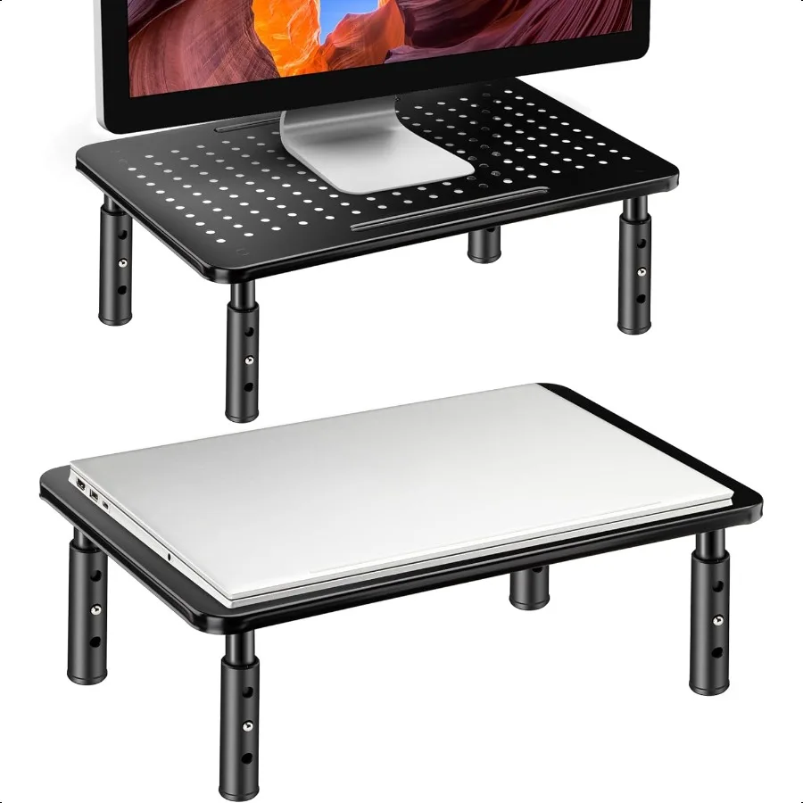 

Monitor Stand Risers for 2 Monitors 3 Height Adjustable Monitor Stand with Pen Holder Dual Monitor Riser Laptop Riser for Offic
