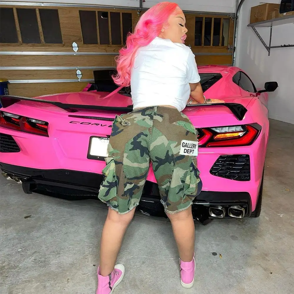 Sexy Loose Camouflage Shorts Women's Casual Pants Summer New Arrival Multi-Pocket Loose Fit Fashion Natural Waist Mid-Year