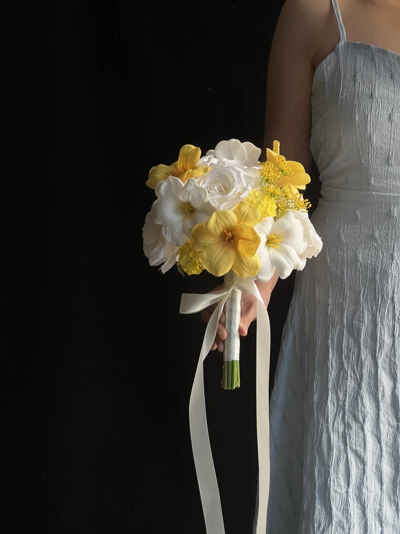 

License Registration Bouquet Bride Wedding Fake Flower Advanced Simulation Tulip Rose Studio Photo Prop Flower